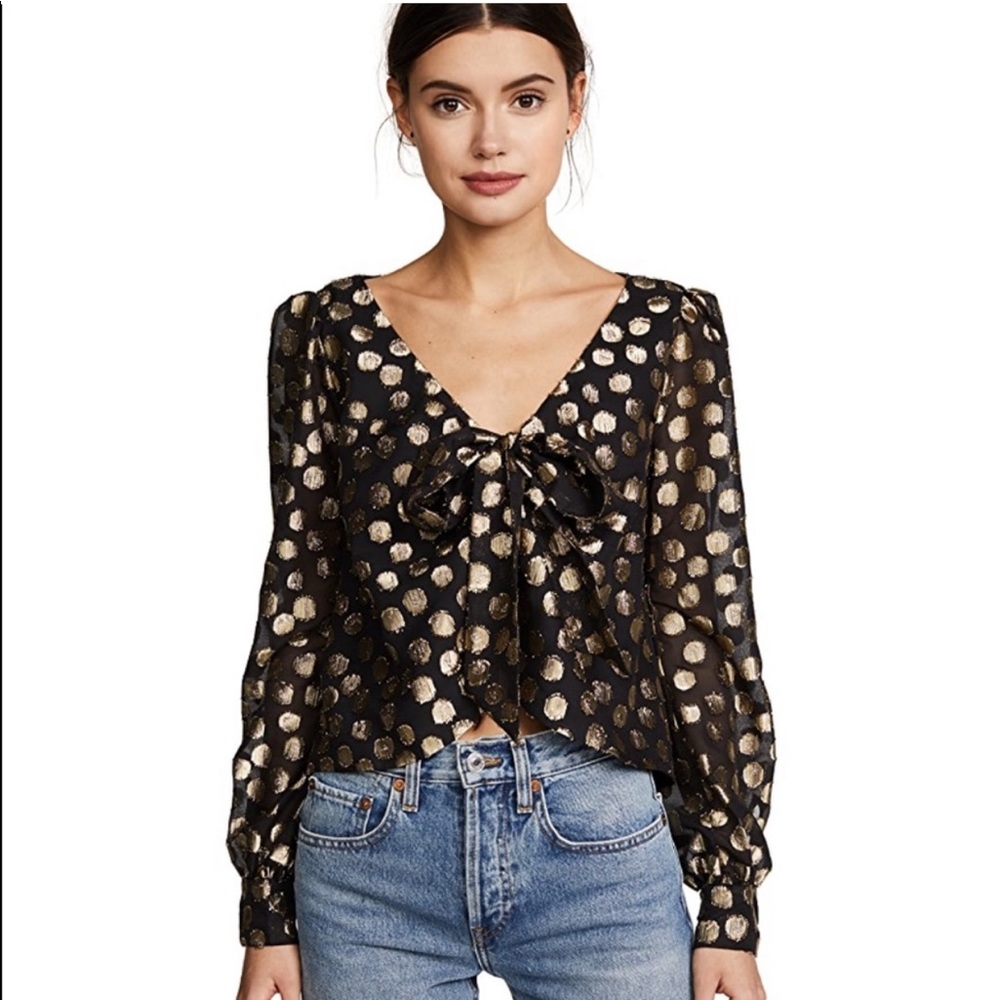 For Love & Lemons Lottie gold and black top
